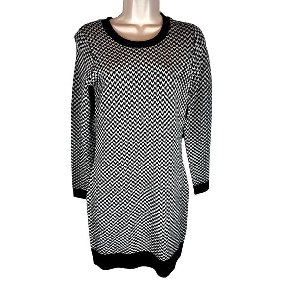 Joie xs black white cashmere sweater wool herringbone academia goth steampunk - Picture 3 of 11
